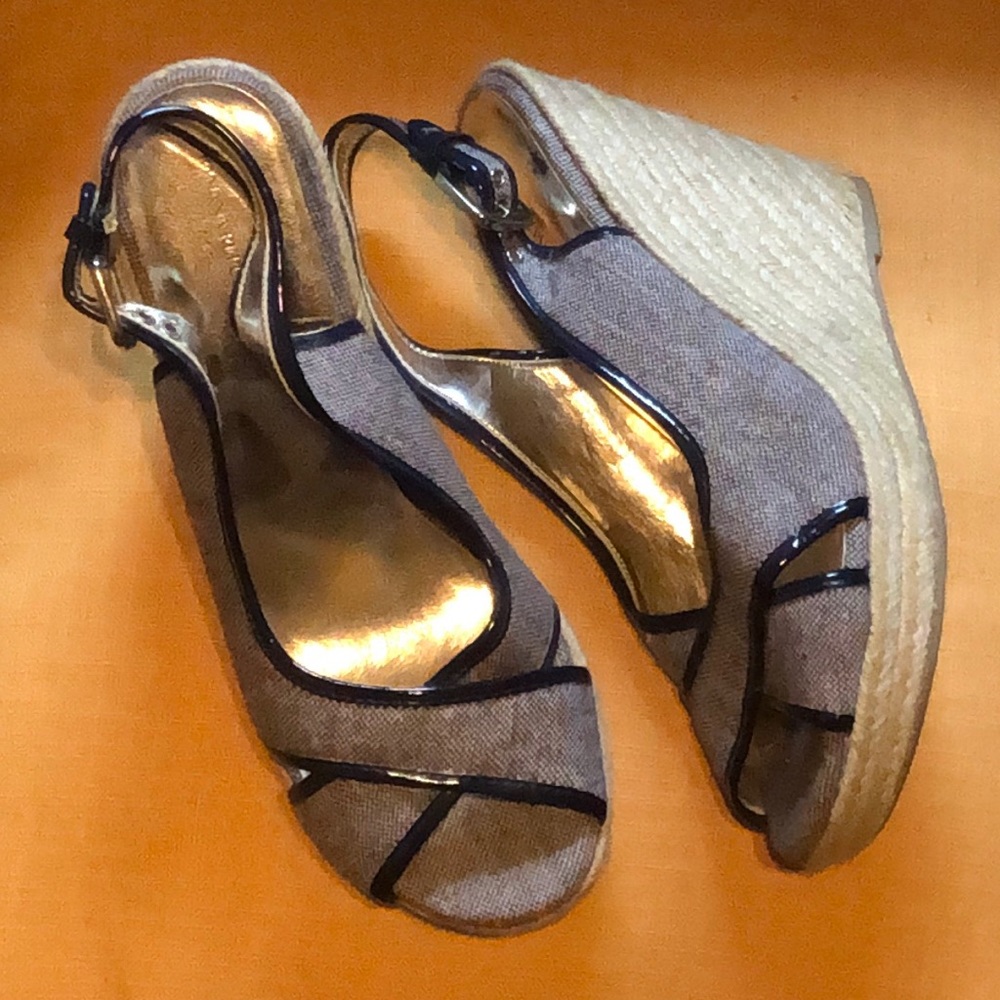 Banana Republic Navy Espadrille Wedge Sandals